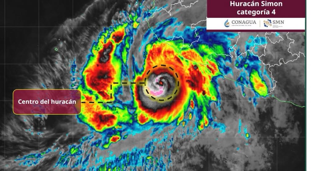 Huracán Simon alcanza categoría 4; reportan vientos de 220 km/h