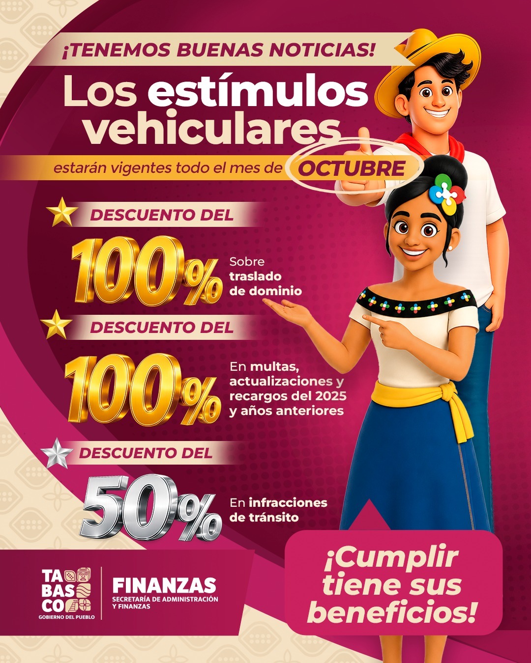 Mantendrá Tabasco descuentos vehiculares durante todo octubre