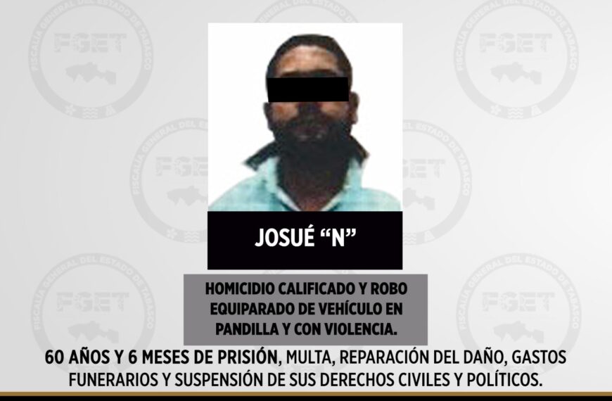 Condenan a más de 64 años de prisión a responsable de triple homicidio en Centro