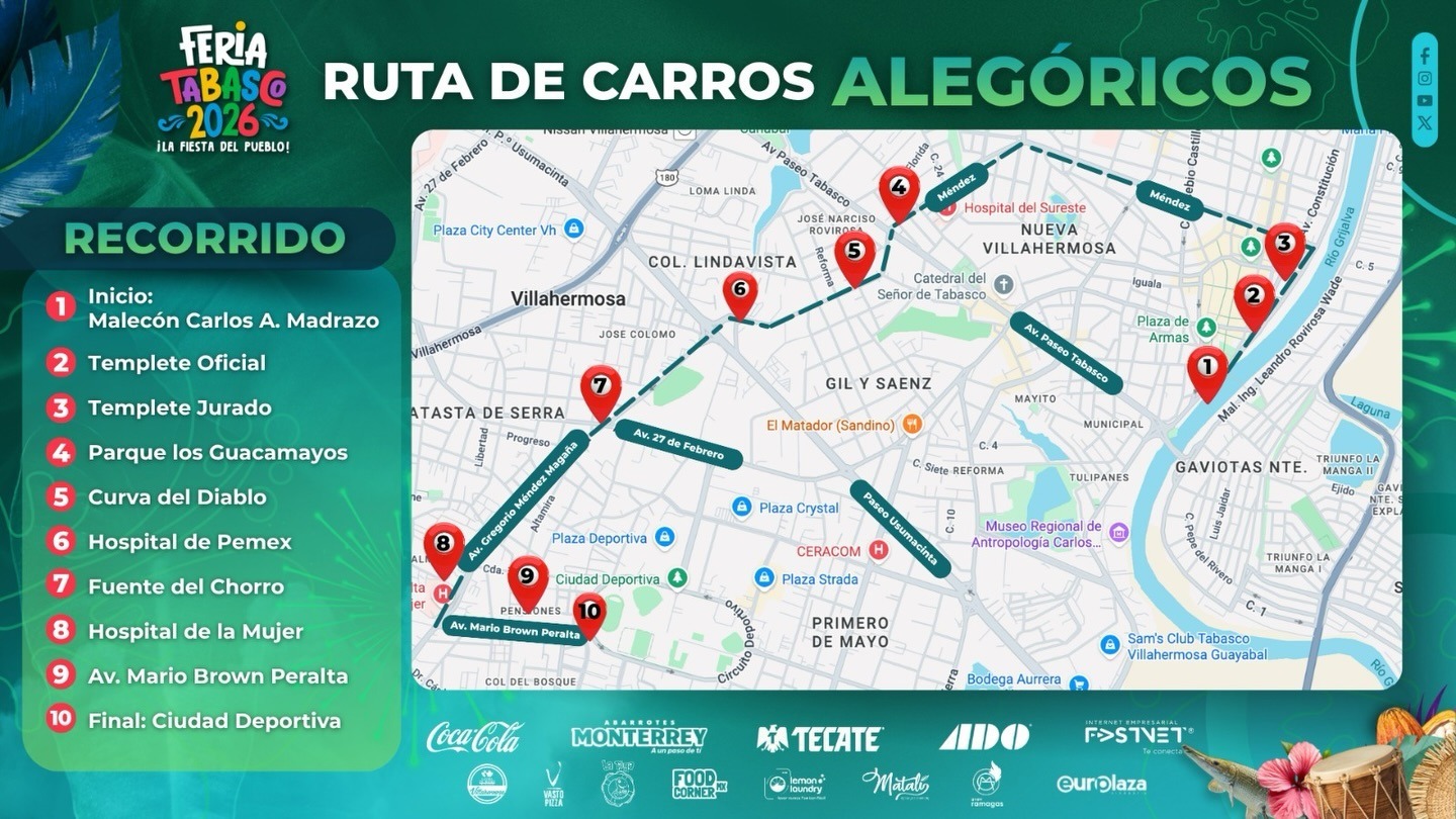 Implementará PEC operativo especial por Desfile de Carros Alegóricos 2026 en Villahermosa