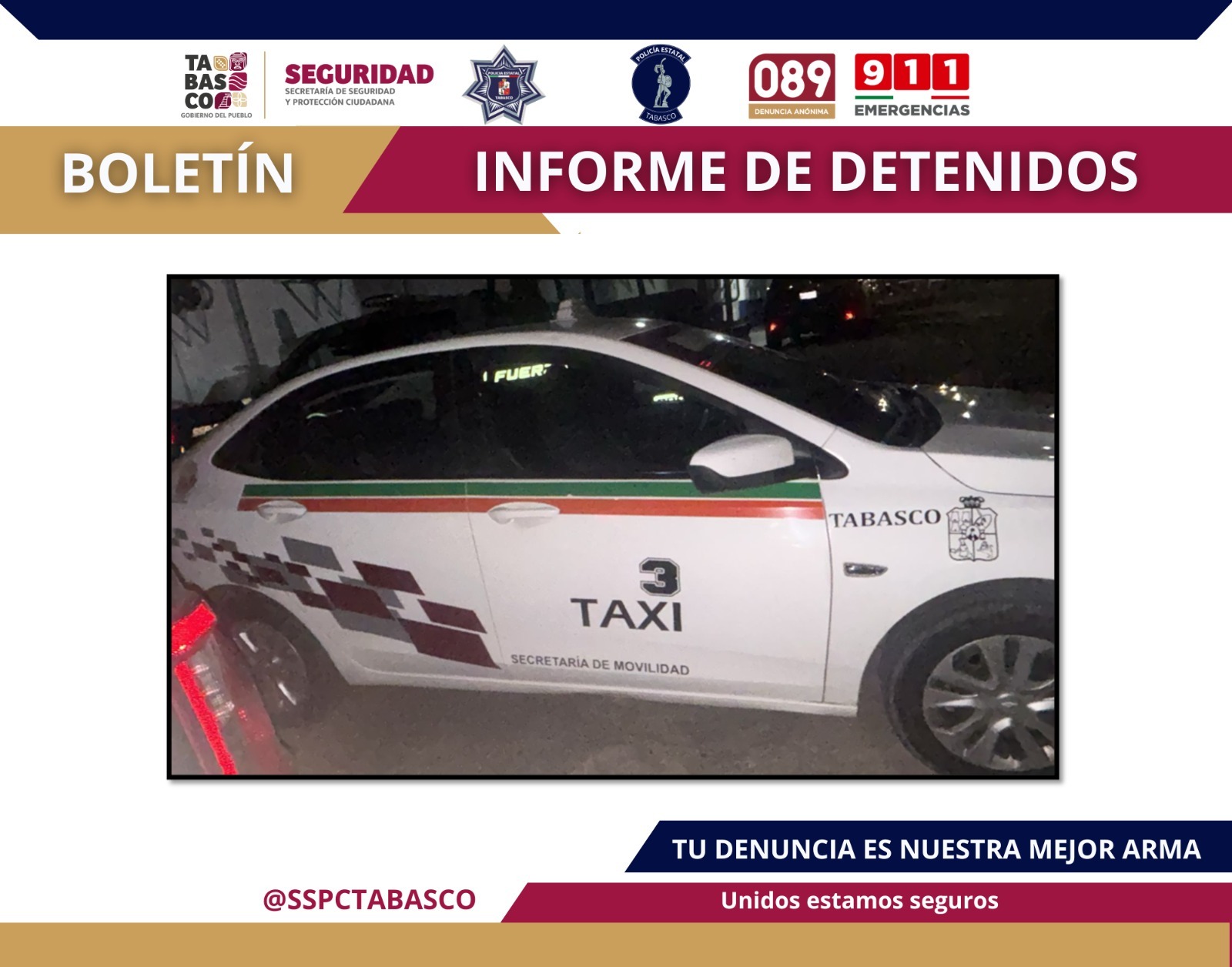 Detienen a cuatro presuntos narcomenudistas en Comalcalco; aseguran drogas y taxi irregular