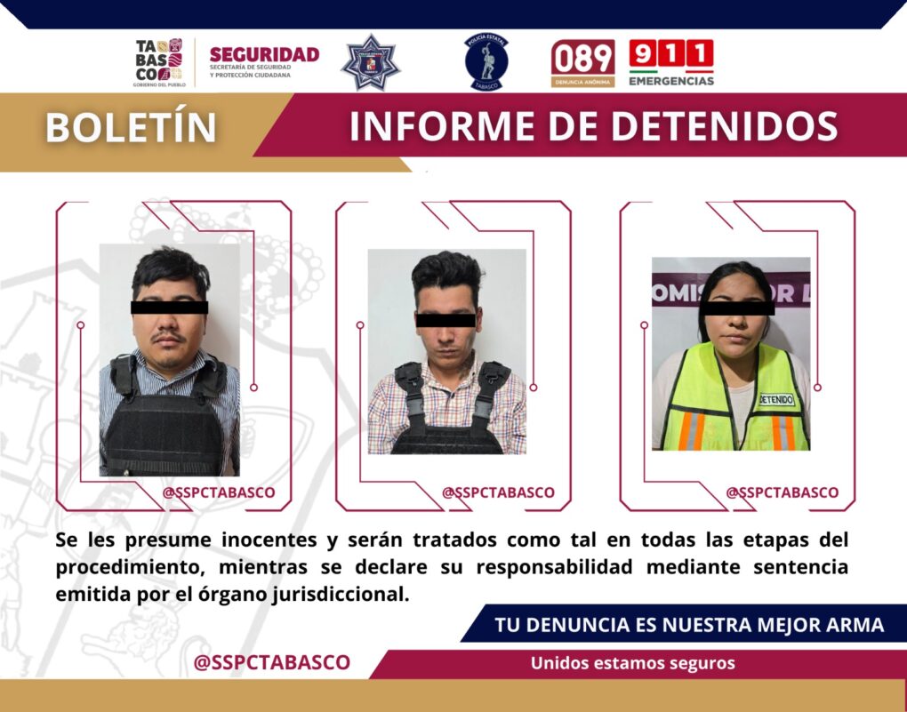 Golpe al narcomenudeo y portación de armas en Centro: tres personas detenidas durante operativo coordinado