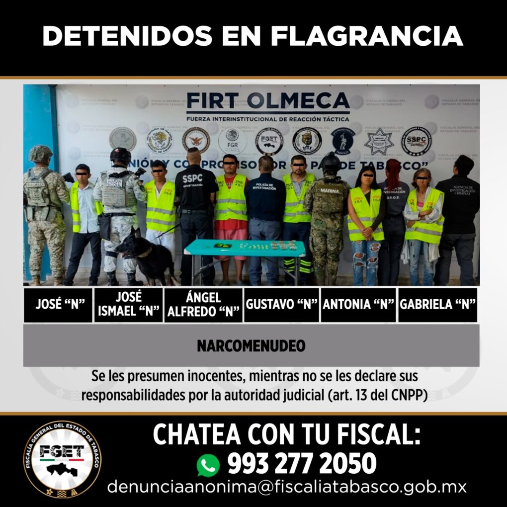 FGE detiene a 11 personas por presunto narcomenudeo en Nacajuca y Comalcalco