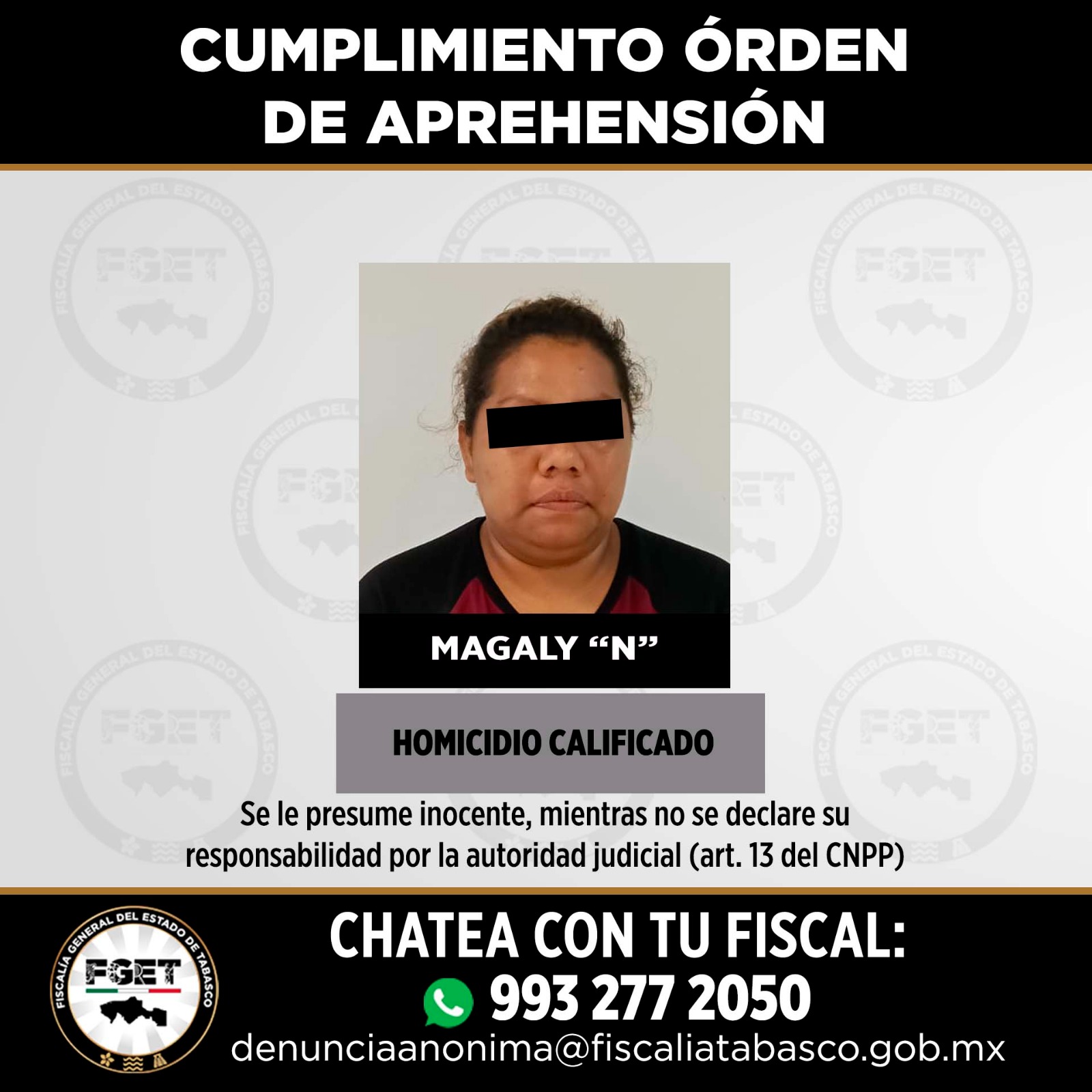 Detienen a mujer por presunto homicidio calificado en Huimanguillo