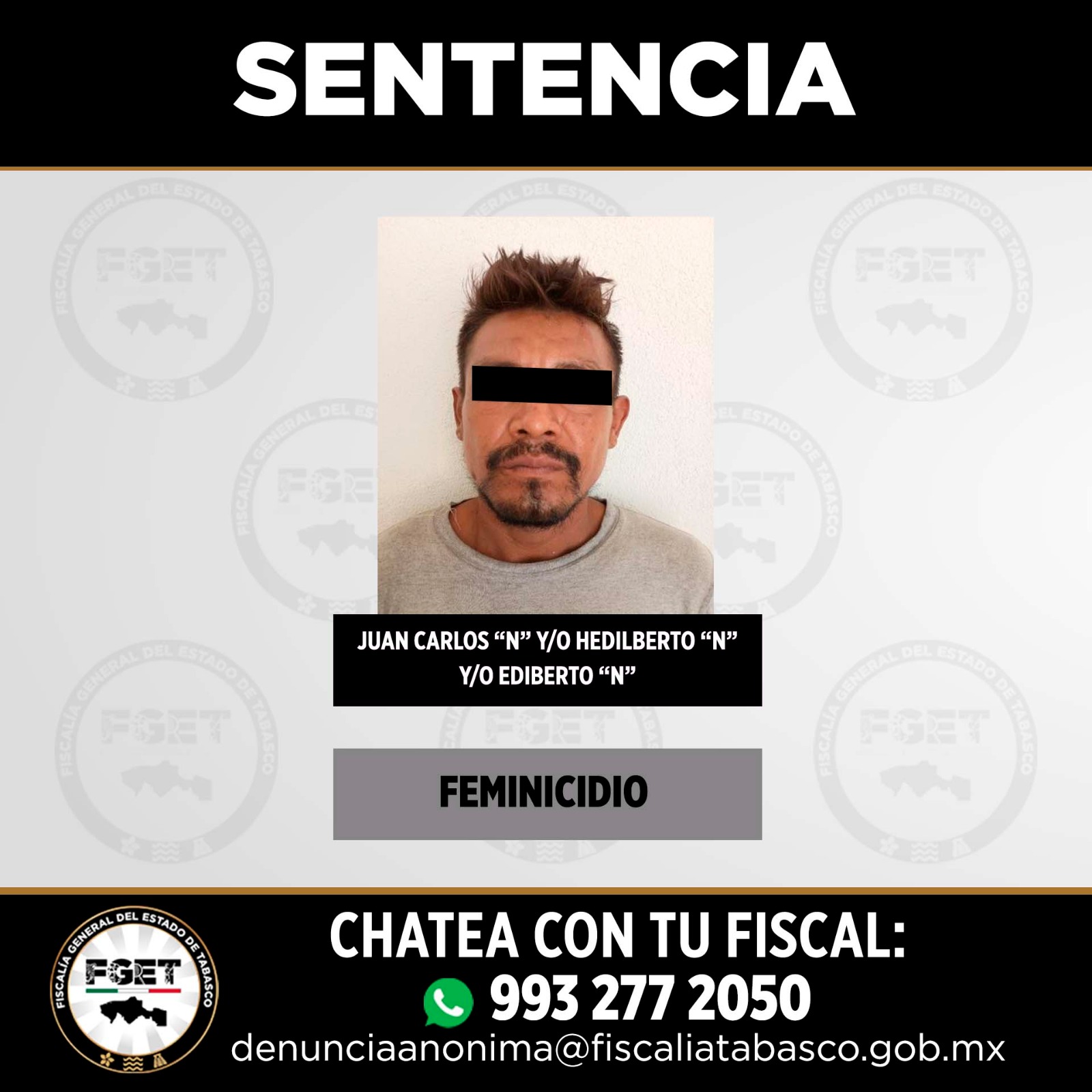 Obtiene Fiscalía de Tabasco sentencias por feminicidio, abuso sexual y violación
