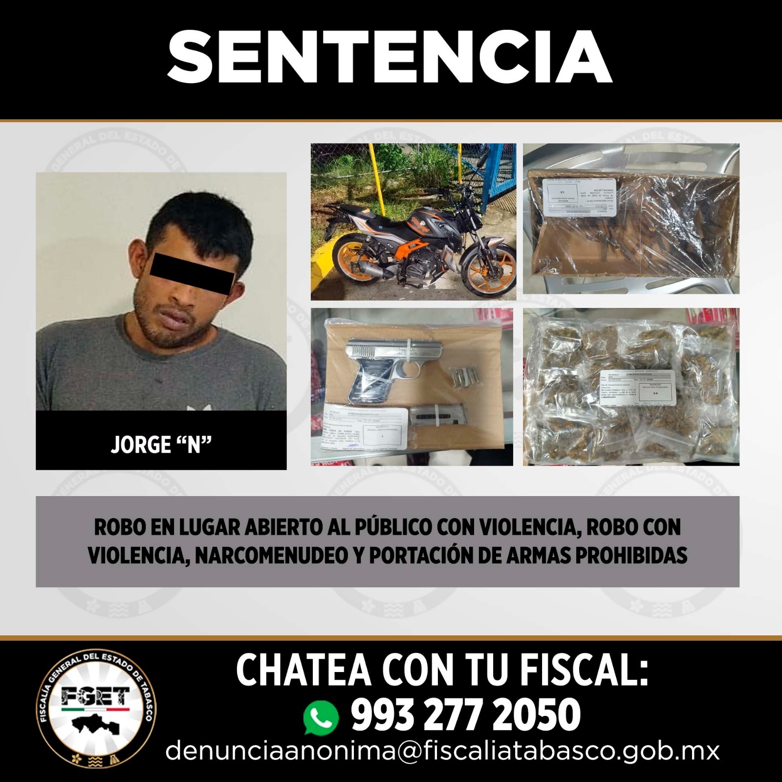 Sentencian a 11 años de prisión a responsable de robo violento en gasera de Centro