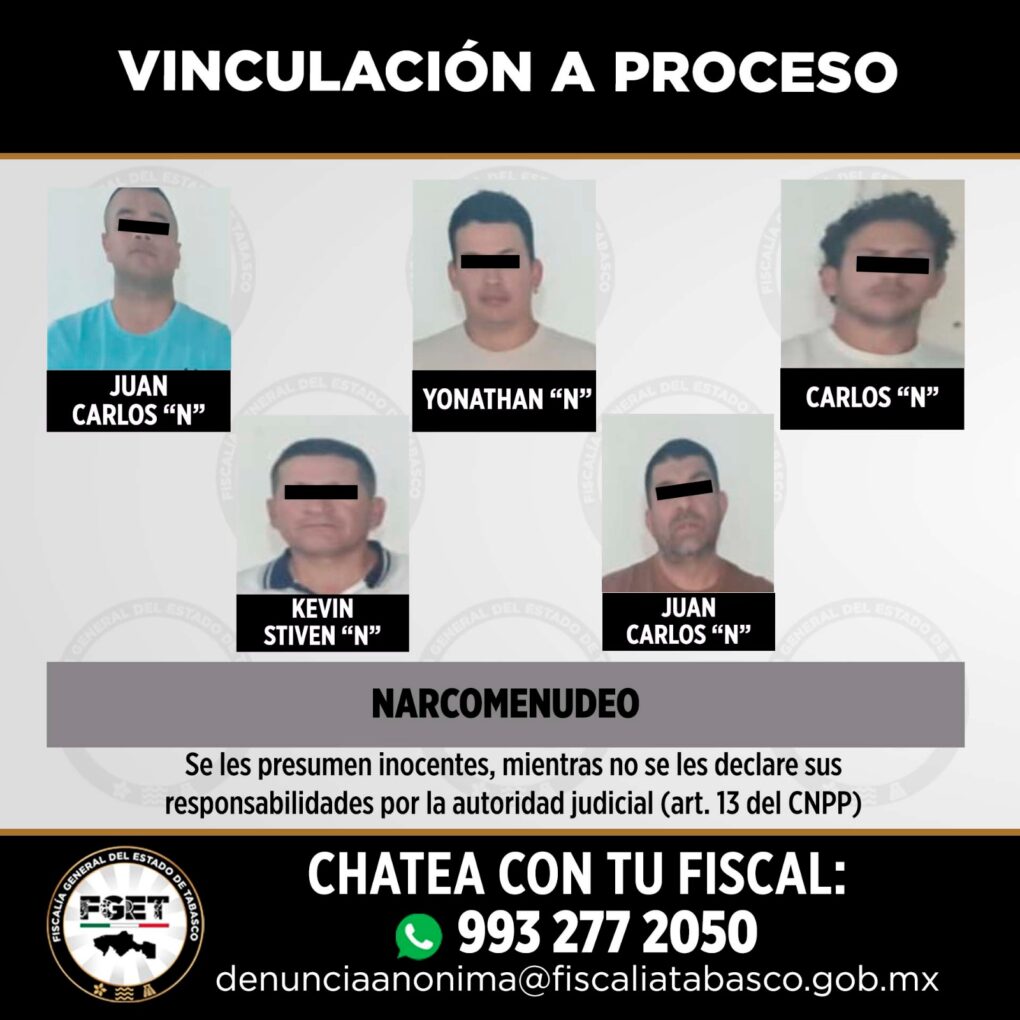 Vinculan a proceso a presuntos responsables por diversos delitos en Centro, Cárdenas y Comalcalco