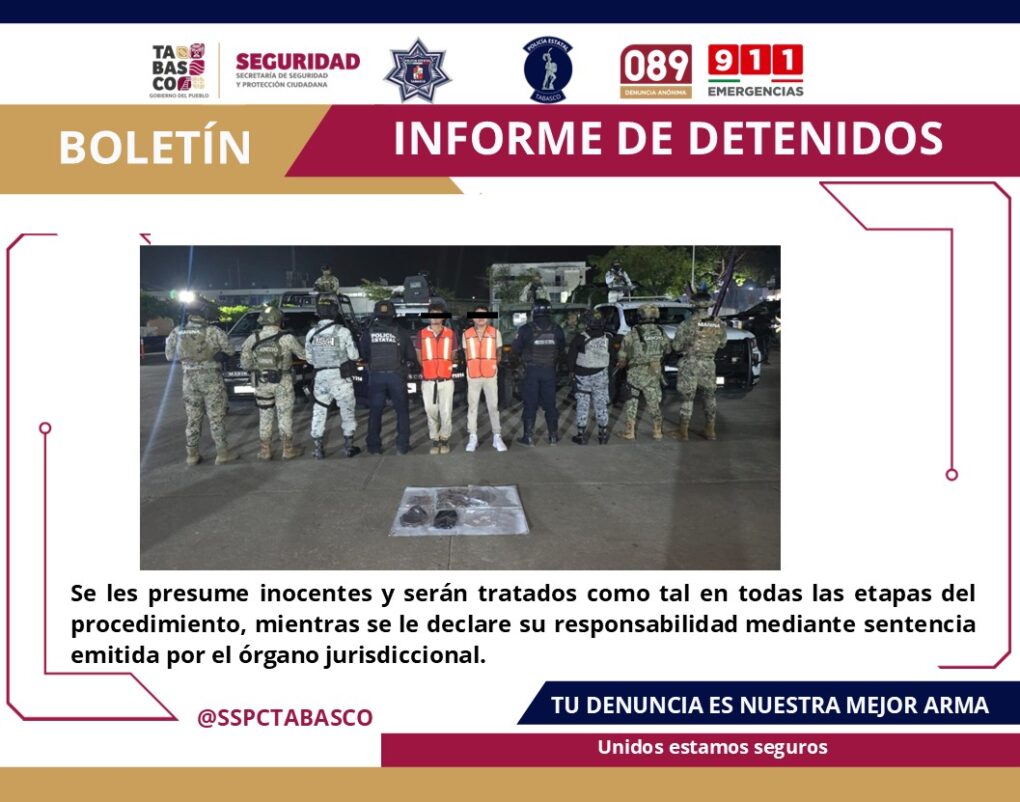 Detienen a tres presuntos implicados en delitos contra la salud durante operativo en Centro