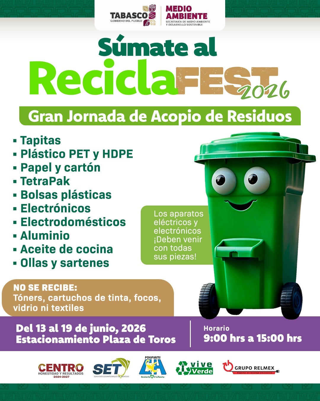 Reciclafest 2026 impulsa la participación ciudadana para construir un Tabasco más limpio y sostenible