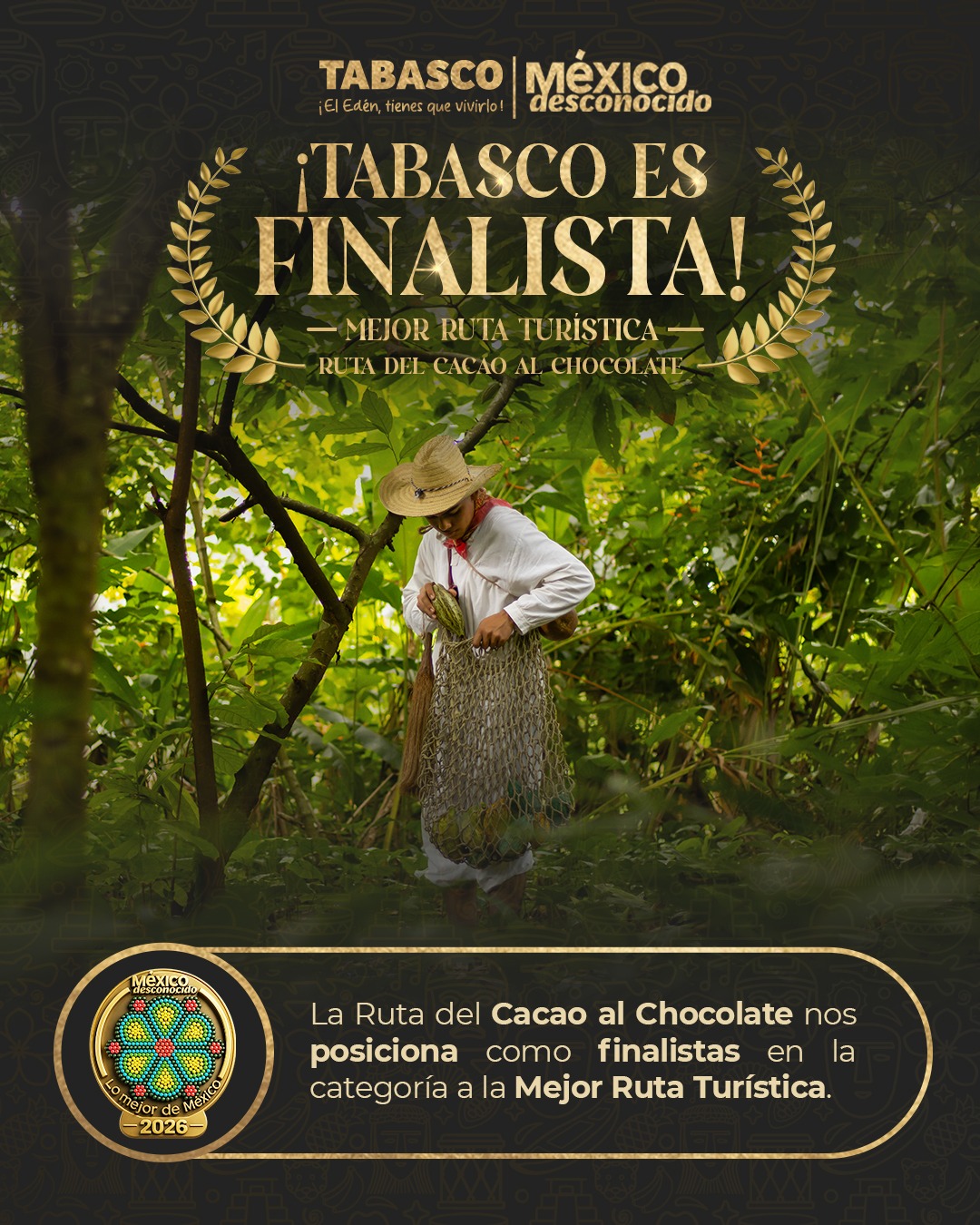 “Ruta del Cacao al Chocolate” posiciona a Tabasco como finalista en premio nacional de turismo
