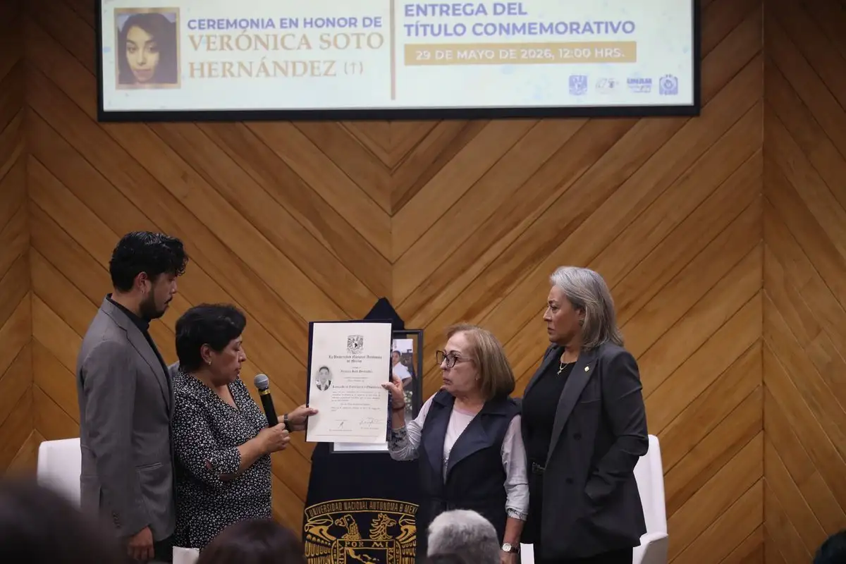 UNAM entrega título póstumo a Verónica Soto, víctima de feminicidio; su familia lo considera un acto de justicia y memoria