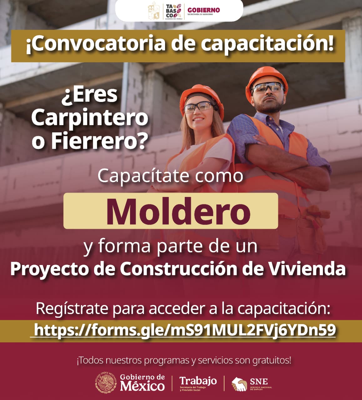 Impulsan formación de molderos para fortalecer empleo y vivienda en Tabasco